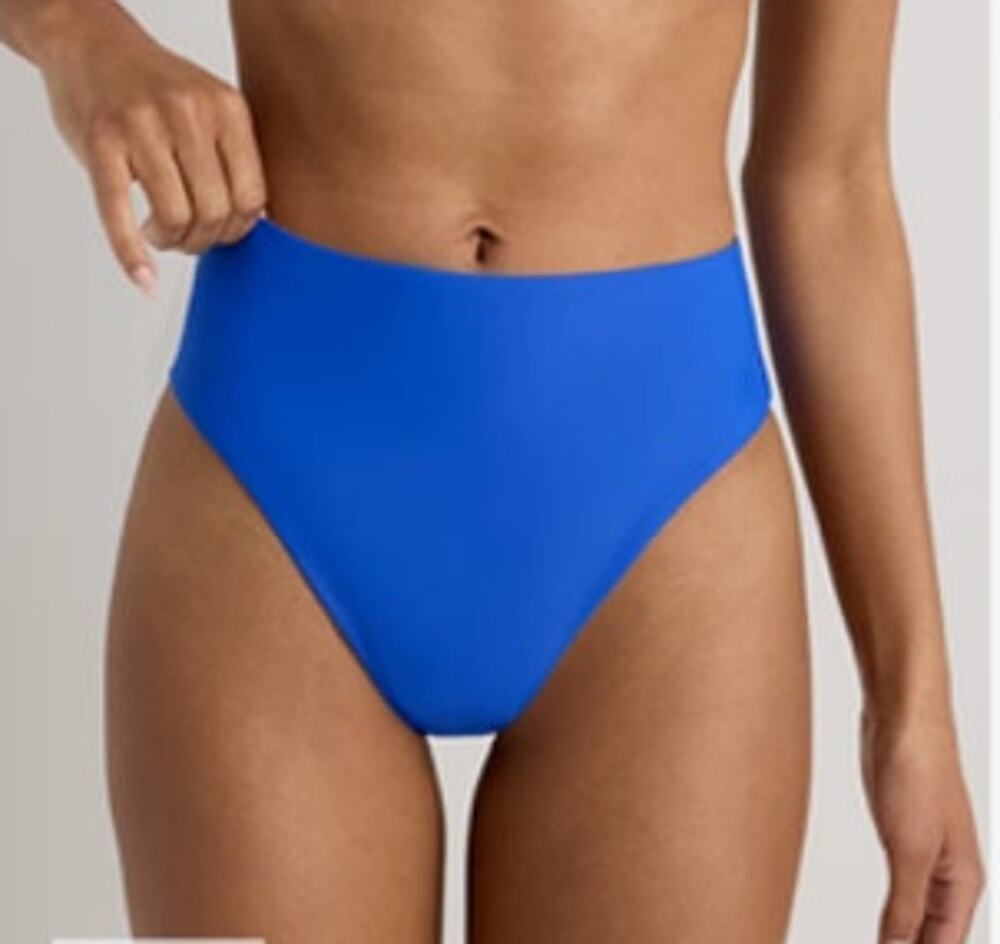 Quince NWT Italian High-Rise High-Leg Bikini Bottom Large Electric Blue